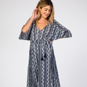 Pinkblush Printed V-Neck Maternity Midi Dress